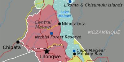 નકશો માલાવી તળાવ આફ્રિકા